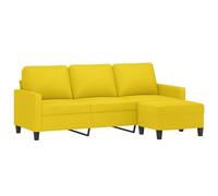 vidaXL Sofá de 3 plazas con Taburete de Tela Amarillo Claro 180 cm