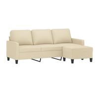 vidaXL Sofá de 3 plazas con Taburete de Tela Crema 180 cm
