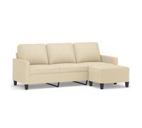 vidaXL Sofá de 3 plazas con Taburete de Tela Crema 180 cm