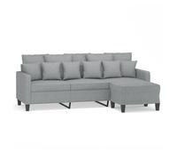 Vidaxl sofá de 3 plazas con taburete de tela gris claro 180 cm