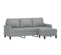 vidaXL Sofá de 3 plazas con Taburete de Tela Gris Claro 180 cm