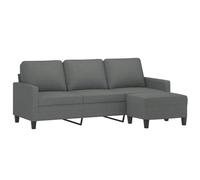 vidaXL Sofá de 3 plazas con Taburete de Tela Gris Oscuro 180 cm