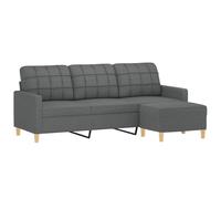 vidaXL Sofá de 3 plazas con Taburete de Tela Gris Oscuro 180 cm