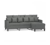 vidaXL Sofá de 3 plazas con Taburete de Tela Gris Oscuro 180 cm