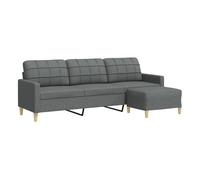 Vidaxl sofá de 3 plazas con taburete de tela gris oscuro 210 cm