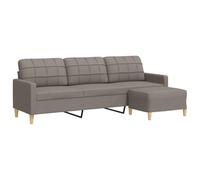 vidaXL Sofá de 3 plazas con Taburete de Tela Gris Taupe 210 cm, sofá, sofá de salón, sofá de Tres plazas, sofá tapizado, Asientos de salón