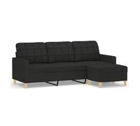 vidaXL Sofá 3 plazas con taburete – tela negra 180 cm