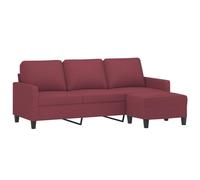 vidaXL Sofá de 3 plazas con Taburete de Tela Rojo Tinto 180 cm