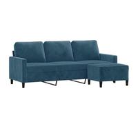 vidaXL Sofá de 3 plazas con Taburete de Terciopelo Azul 180 cm