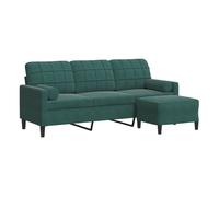 vidaXL Sofá de 3 plazas con Taburete de Terciopelo Verde Oscuro 180 cm, sofá, sofá de salón, sofá de Tres plazas, sofá tapizado, Asientos de salón