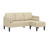 vidaXL Sofá de 3 plazas Crema Cojines | Sofá Moderno de Madera de Haya para Uso en Interiores Muebles Elegantes Diseño chido Asientos cómodos Tapicería Resistente Familiar Contemporáneo Marco en