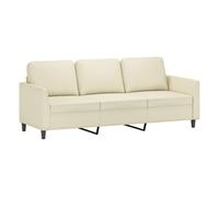 vidaXL Sofá de 3 Plazas, Asiento con Respaldo Reposabrazos, Sofá de Descanso Televisión, Sillón Tapizado para Salón, Cuero Sintético Color Crema
