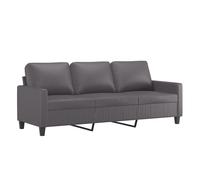 vidaXL Sofá de 3 Plazas, Asiento con Respaldo Reposabrazos, Sofá Tapizado de Descanso, Sillón para Salón Hogar, Cuero Sintético Gris