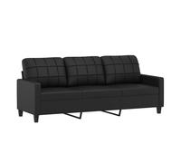 Vidaxl sofá de 3 plazas de cuero sintético negro 180 cm
