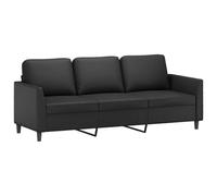 vidaXL Sofá de 3 Plazas, Asiento con Reposabrazos Respaldo, Sillón de Descanso Televisión, Sofá Tapizado para Salón, Cuero Sintético Negro