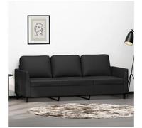 vidaXL Sofá de 3 Plazas, Asiento con Reposabrazos Respaldo, Sillón de Descanso Televisión, Sofá Tapizado para Salón, Cuero Sintético Negro