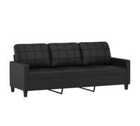 vidaXL Sofá de 3 plazas de Cuero sintético Negro 180 cm, sofá, loveseat, sofá de salón, sofás, sofá tapizado, Asientos de salón, sofá de 3 Personas