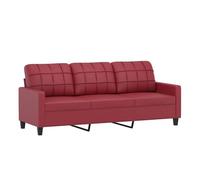 vidaXL Sofá de 3 plazas de Cuero sintético Rojo Vino 180 cm, sofá, loveseat, sofá de salón, sofás, sofá tapizado, Asientos de salón