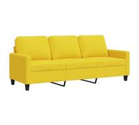 vidaXL Sofá de 3 Plazas, Asiento con Respaldo Reposabrazos Acolchados, Sofá Tapizado de Descanso, Sillón para Salón Hogar, Tela Amarillo Claro