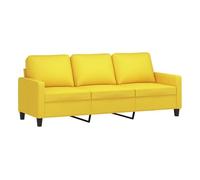 vidaXL Sofá de 3 Plazas, Asiento con Respaldo Reposabrazos Acolchados, Sofá Tapizado de Descanso, Sillón para Salón Hogar, Tela Amarillo Claro