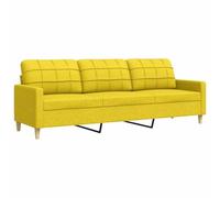 vidaXL Sofá de 3 plazas de Tela Amarillo Claro 210 cm, sofá, loveseat, sofá de salón, sofás, sofá tapizado, Asientos de salón, sofá de 3 Personas