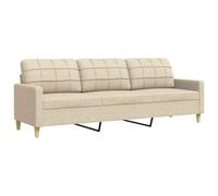 vidaXL Sofá de 3 plazas de Tela Color Crema 210 cm, sofá, loveseat, sofá de salón, sofás, sofá tapizado, Asientos de salón, sofá de 3 Personas