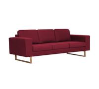 Vidaxl sofá de 3 plazas de tela color vino tinto