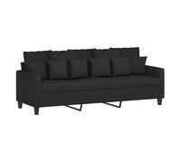 vidaXL Sofá de 3 Plazas, Asiento con Reposabrazos Respaldo, Sillón de Descanso Relax Televisión, Sofá Tapizado para Salón, Tela Negro