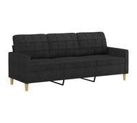 vidaXL Sofá de 3 plazas de Tela Negro 180 cm, sofá, loveseat, sofá de salón, sofás, sofá tapizado, Asientos de salón, sofá de 3 Personas