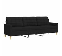 vidaXL Sofá de 3 plazas de Tela Negro 210 cm, sofá, loveseat, sofá de salón, sofás, sofá tapizado, Asientos de salón, sofá de 3 Personas