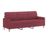 vidaXL Sofá de 3 plazas de Tela Rojo Tinto 180 cm