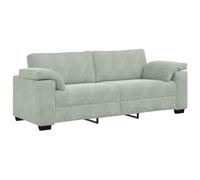 vidaxl Sofá de 3 plazas, sofá de terciopelo gris claro, 219 x 77 x 82 cm, ideal para sala de estar, dormitorio, recepción, marco de madera contrachapada y metal, diseño moderno/clásico