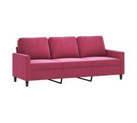 Vidaxl sofá de 3 plazas de terciopelo rojo tinto 180 cm