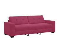 vidaXL Sofá de 3 Plazas Terciopelo Color Vino Acogedor para Sala de Estar Moderno Asientos Interiores Diseño Duradero Sofá Cómodo Mobiliario Elegante para Bar en Casa