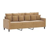 vidaXL Sofá de 3 Plazas, Sofá Biplaza con Reposabrazos Cojines, Asiento Tapizado, Sofá Acolchado para Salón Dormitorio, Terciopelo Marrón