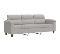 vidaXL Sofá de 3 Plazas, Sofá con Reposabrazos Respaldo, Sofá Tapizado de 3 Personas, Mueble Asiento para Salón Oficina, Tela de Microfibra Gris Claro