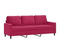 Vidaxl sofá de 3 plazas de terciopelo rojo tinto 180 cm