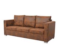 Sofa De 3 Plazas 191x73x82 Cm Piel De Ante Artificial Vidaxl