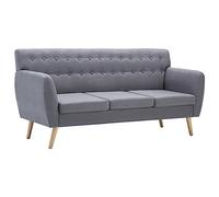 vidaXL Sofá de 3 Plazas Tapizado Tela 172x70x82cm Gris Claro Mobiliario Hogar