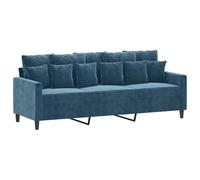 vidaXL Sofá de 3 Plazas, Sofá Biplaza con Reposabrazos Cojines, Asiento Tapizado, Sofá Acolchado para Salón Dormitorio, Terciopelo Azul