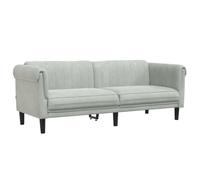 vidaXL Sofá de 3 plazas Asiento de relax con respaldo y reposabrazos Terciopelo Gris Claro