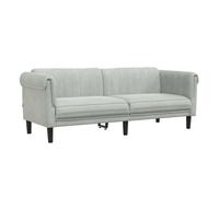 vidaXL Sofá de 3 plazas Asiento de relax con respaldo y reposabrazos Terciopelo Gris Claro