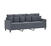 vidaXL Sofá 3 plazas Tapizado Relax para salón con reposabrazos y respaldo, Gris oscuro