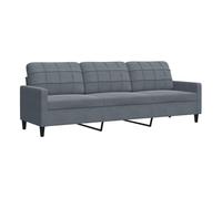 vidaXL Sofá de 3 plazas Terciopelo Gris Oscuro 210 cm, sofá, sofá de salón, sofá de Terciopelo, sofá tapizado, sofá para 3 Personas