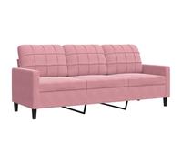 vidaXL Sofá de 3 plazas Terciopelo Rosa 180 cm, sofá, sofá de salón, sofá de Terciopelo, sofá tapizado, sofá para 3 Personas