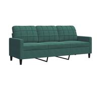 vidaXL Sofá 3 plazas de terciopelo 180 cm Verde oscuro, tapizado