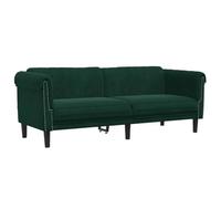 vidaXL Sofá 3 plazas tapizado Asiento relax con reposabrazos Terciopelo verde oscuro