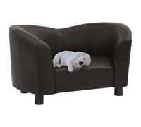 vidaXL Sofá para Perros Cama Mascotas Almacenamiento Gato Animales Pequeños Suave Grueso Acolchado Antideslizante Cuero Sintético Marrón 67x41x39 cm