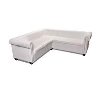 vidaXL Sofá Chesterfield 5 plazas de cuero artificial blanco