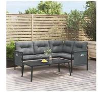 vidaxl Sofá de esquina de jardín acero y textilene gris antracita